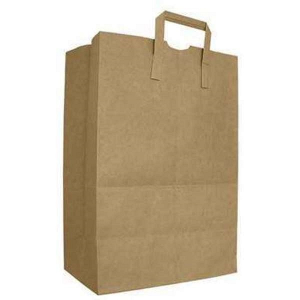 Ajm Packaging Handle Bag, 12in. x 7in. x 14in., Brown, 300PK HB70NP3CLG